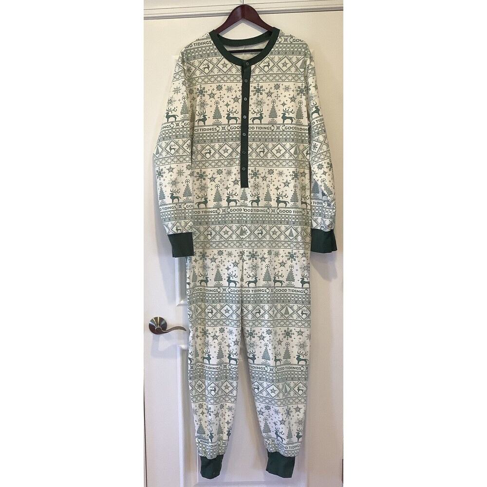 Magnolia Hearth And Hand One Piece Pajamas Mens Size XL Good Tidings Family PJS